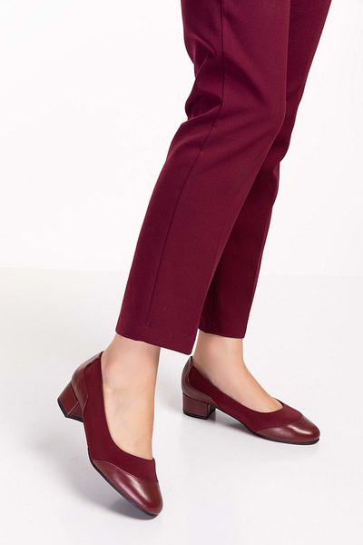Gondol Pantof confortabil din piele naturală cu toc mic vdt.39 - Roșu Claret - 38