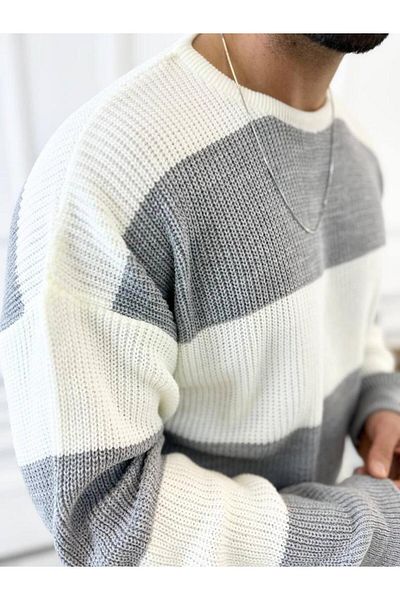 elkumoda Sweater Oversize Non-Pilling Natural Cotton Knitted Knitwear Sweater
