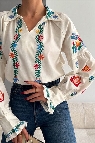 FEMELLE Embroidered Cotton Blouse