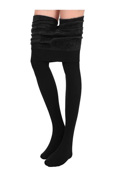 MİSTİRİK Ravena Model Gathering Woven Wool Warm Plush Underwear Corset Tights and Socks Black Color