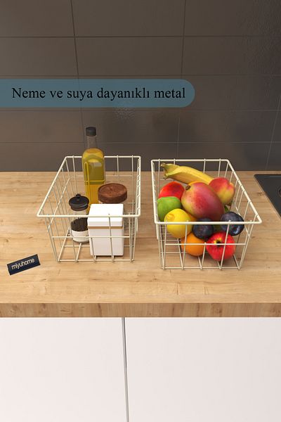 moniev 2 Πακέτα Μεγάλου μεγέθους Organizer Luxury Kitchen Organizer Μπάνιο Organizer Μεταλλικό καλάθι με φρούτα