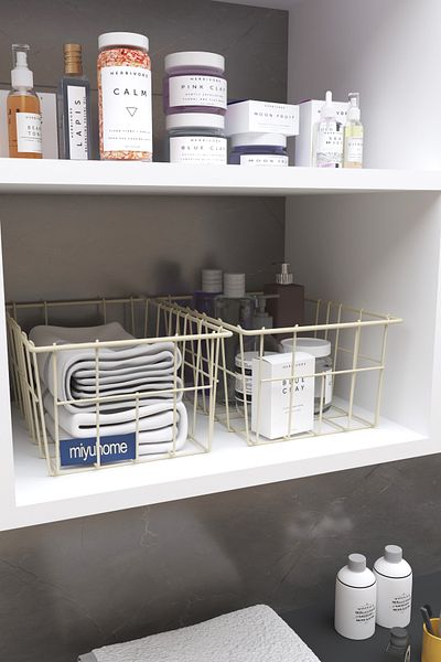 moniev 2 Πακέτα Μεγάλου μεγέθους Organizer Luxury Kitchen Organizer Μπάνιο Organizer Μεταλλικό καλάθι με φρούτα