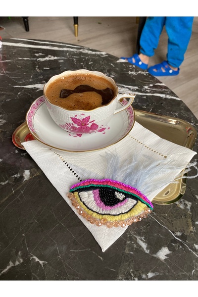 Handmade 1 штука Вишивка і бісерна обробка кавовий серветка подачі око