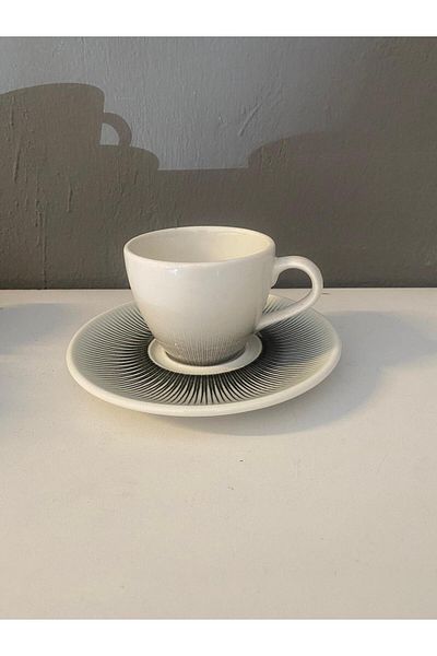 İkram Dünyası Reflection Gray Teacup and Cup Plate 200 cc