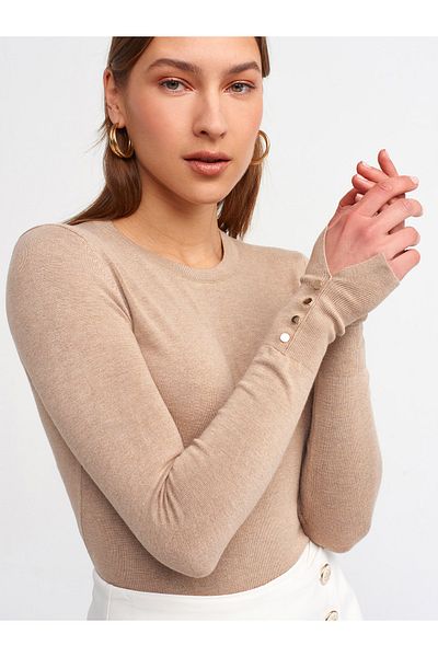 Dilvin 1267 Pulover cu gât crew cu mânecă mijlocie Drop-v.melange