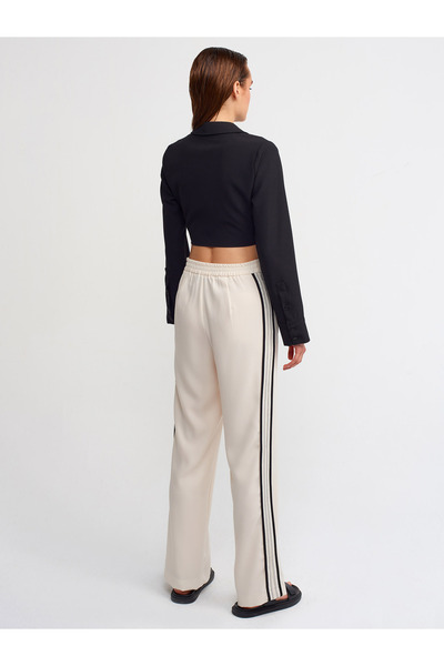 Dilvin 70324 Yanı Şeritli Düz Paça Pantolon-natural