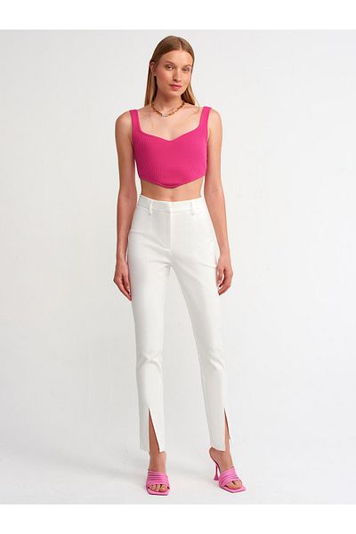 Dilvin 10223 Heart Collar Knitwear Crop-fuchsia