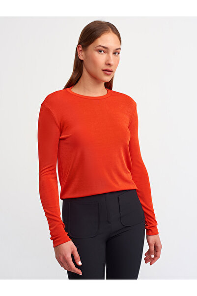 Dilvin 3774 Bisiklet Yaka Top-kirmizi