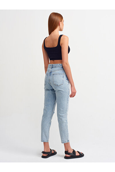 Dilvin 4312 Dizi Stripe Laser Παντελόνι Μαμά-μπλε