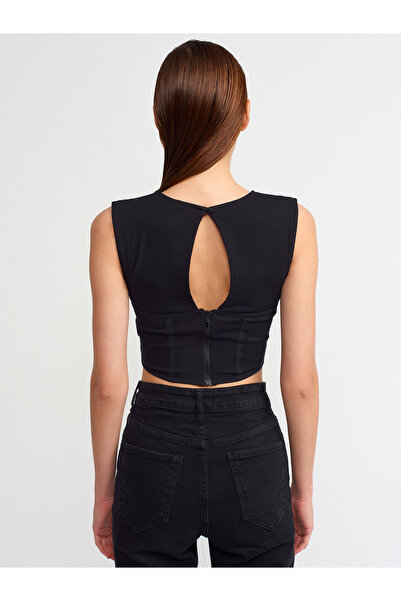 Dilvin 30106 Pencereli Korse Top-siyah