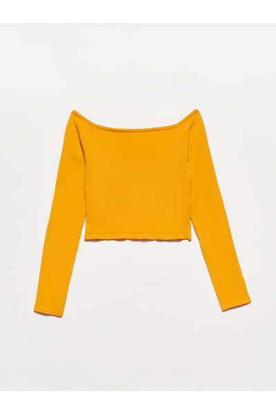 Dilvin 10209 Pulover cu umeri deschisi - portocaliu