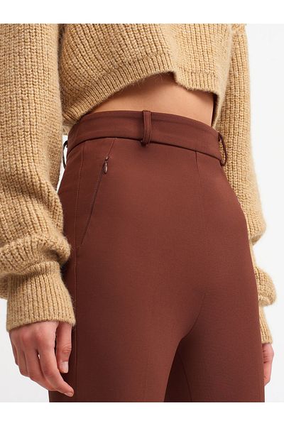 Dilvin 70311 High Waist Trousers-brown