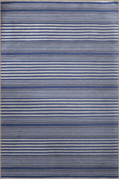 Rugs Modern Halı سجادة زرقاء مخططة بخط أزرق بنقوش هندسية مزخرفة بنمط هندسي إب...