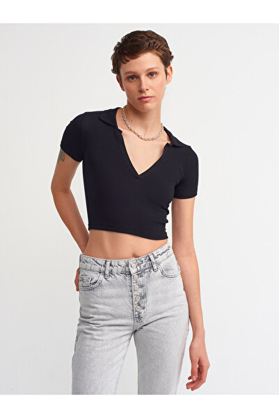 Dilvin 3775 Tricou cu gât polo-negru