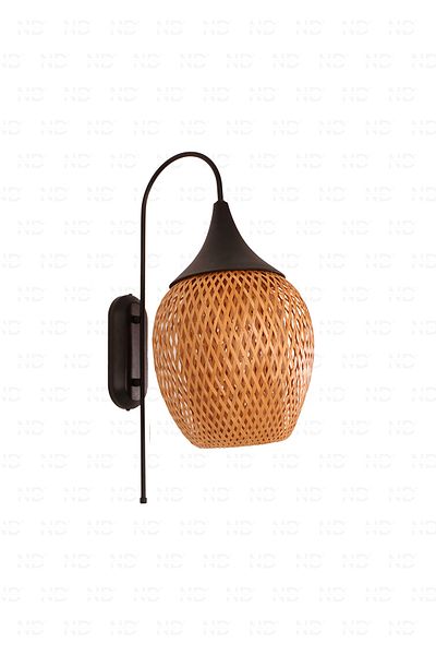 Naturel Home Boja Bamboo Black Detail Sconce 25x25x60 Cm Scandinavian, Modern, Bohemian, Rattan, Lighting