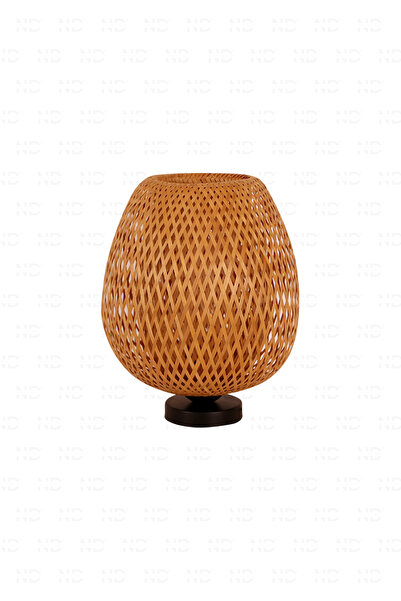 Naturel Home Boja Bambu Abajur, Masa Lambası 25x25x30 Cm Iskandinav, Modern, Bohem, Rattan, Aydınlatma