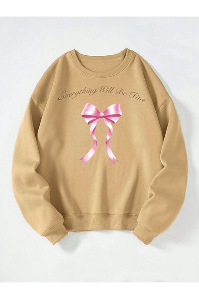 Ginevra Γυναικεία φούτερ Fleece Oversize με στάμπα Everything Will Be Fine