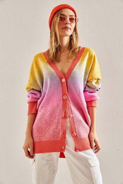 Bianco Lucci Női tarka oversize kötöttáru kardigán