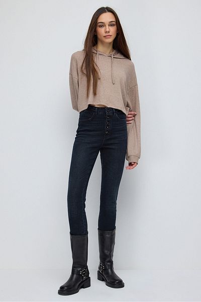 No Matter What Soft Touch Hooded Crop Top in Knitted Fabric