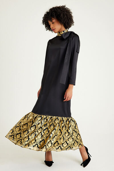 AL-TATARI Daisy Gold Detaylı Abiye Elbise