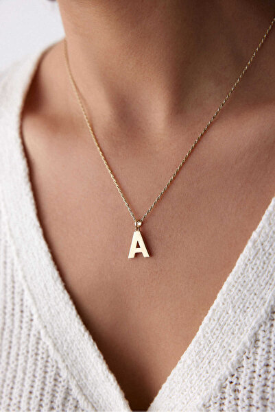 YAVUZ KUYUMCULUK 14 Ayar Altın Halat Üç Boyutlu Harf Kolye