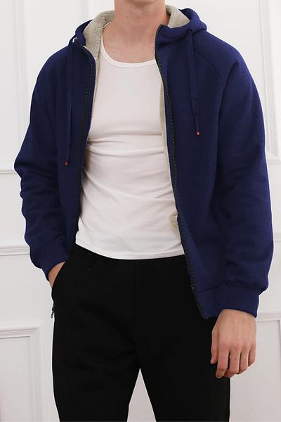 GHASSY CO. Ghassy Co. Men's Ultra Thermal Sherpa Lined Hooded Zipper Pocket Winter Sweatshirt