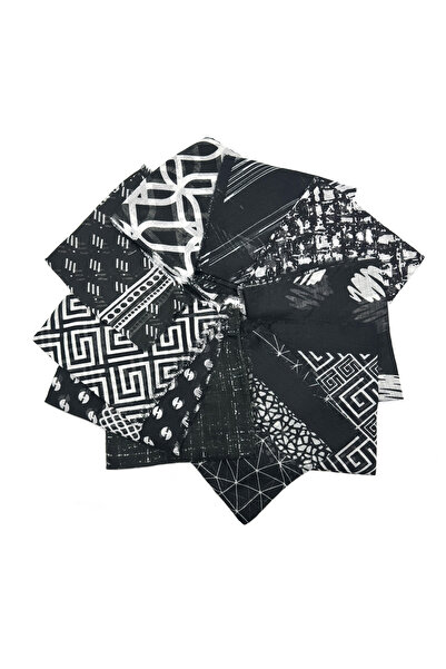 nazipek 10'lu Set Çizgili Desen Flamlı Pamuklu Yazma Hediyelik Eşarp 100x100c...