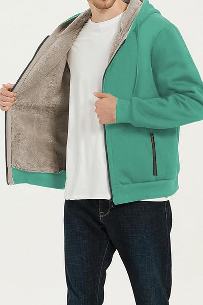 GHASSY CO. Ghassy Co. Men's Ultra Thermal Sherpa Lined Hooded Zipper Pocket Winter Sweatshirt