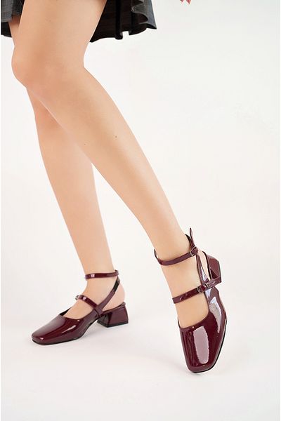 meyra'nın ayakkabıları Women's Burgundy Patent Leather Heeled Shoes