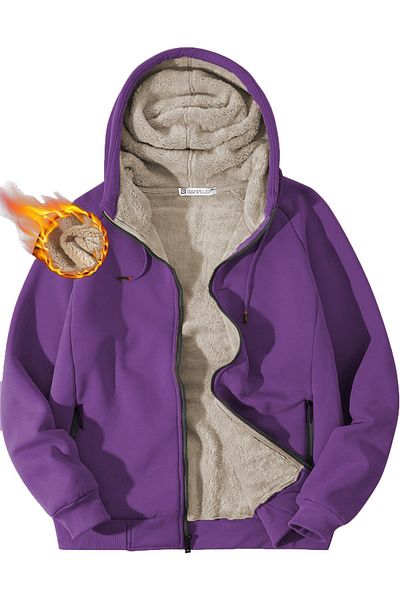 GHASSY CO. Ghassy Co. Men's Ultra Thermal Sherpa Lined Hooded Zipper Pocket Winter Sweatshirt
