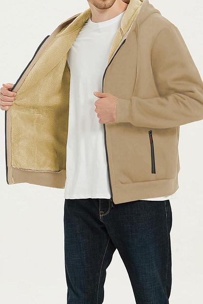 GHASSY CO. Ghassy Co. Men's Ultra Thermal Sherpa Lined Hooded Zipper Pocket Winter Sweatshirt