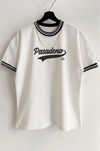 FUWEAR Tricou de vară unisex alb cu imprimeu supradimensionat sezon nou