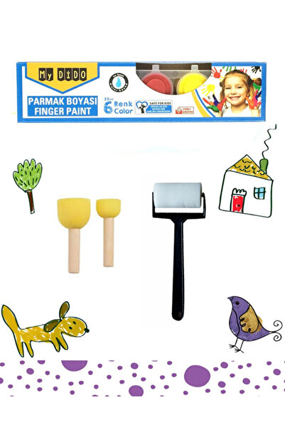 Arthobi Parmak Boyası, Rulo Fırça, 2'li Ponpon Baskı, Boyama Seti(yıkanabilir)