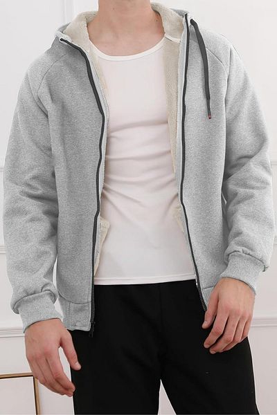 GHASSY CO. Ghassy Co. Men's Ultra Thermal Sherpa Lined Hooded Zipper Pocket Winter Sweatshirt
