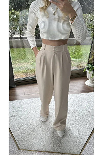 byhaziran butik Pantaloni de damă din stofă plisate model Maddox