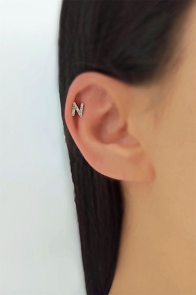 Çlk Accessories ثقب الحرف الذهبي - N HarfPiercing