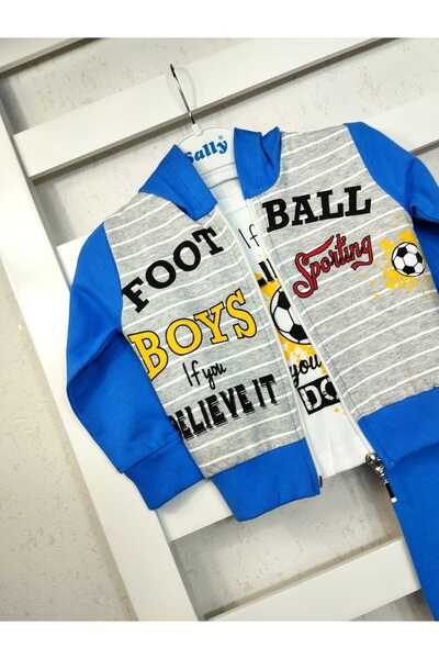 sally baby طقم موسمي مكون من 3 قطع مكون من خيطين، نمط كرة القدم، كتابة، سحاب،...