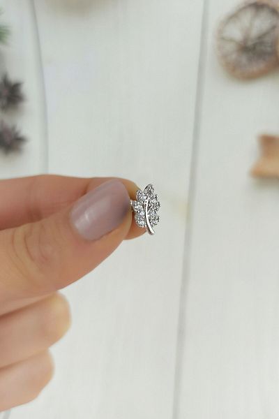 Çlk Accessories 316 لتر من الفولاذ الجراحي المرصع بالأحجار على شكل ورقة شجر Trpiercing054 P32003