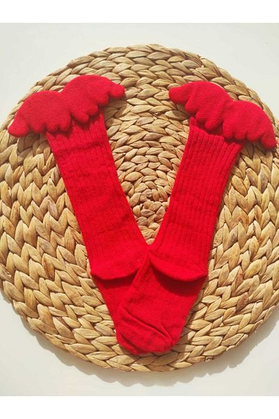 LaLaLandİZ Red Baby Kids Angel Wings Knee Socks
