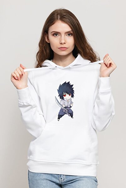 QIVI Anime Naruto Sasuke Chibi Uchiha Shippuden Štampano Bela Ženska Pleteno ...