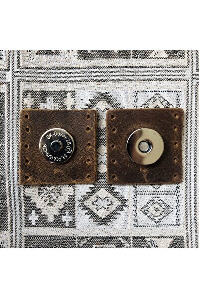 Alfa Tasarım Ασημί Μαγνητικό Τετράγωνο Κούμπωμα Τσάντας από Γνήσιο Δέρμα - Χρ...