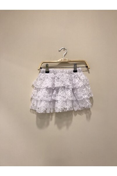 Pitti Girl's White Layered Skirt 9280