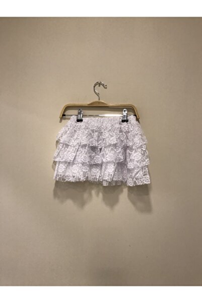 Pitti Girl's White Layered Skirt 9280