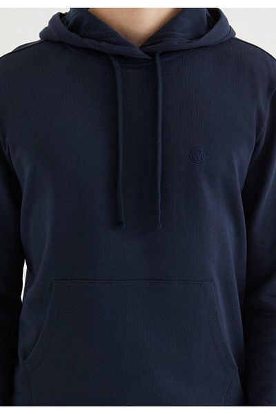 WESTMARK LONDON Мъжки тъмносин стандартен суичър с качулка и качулка Core Hoodie с джоб
