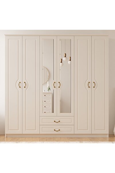 Rabi Yağmur Country 6 Kapaklı 2 Çekmeceli Mega Gardırop