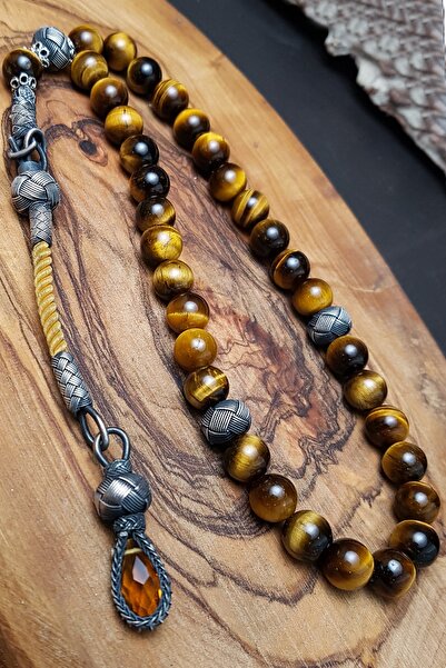 OTTOTESBİH Ανδρικό ροζάριο από φυσική πέτρα Tiger's Eye