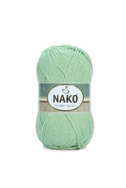 NAKO دينيم سبورت 12662 خيط محبوك يدويًا باللون الأخضر الفستقي