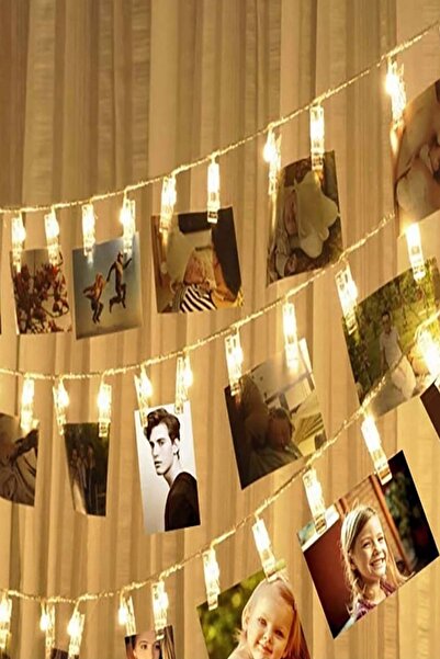 Binbirreyon Led Işıklı Fotoğraf Mandalı Seti 12 Adetli 140cm Akrilik Mandal Jd028