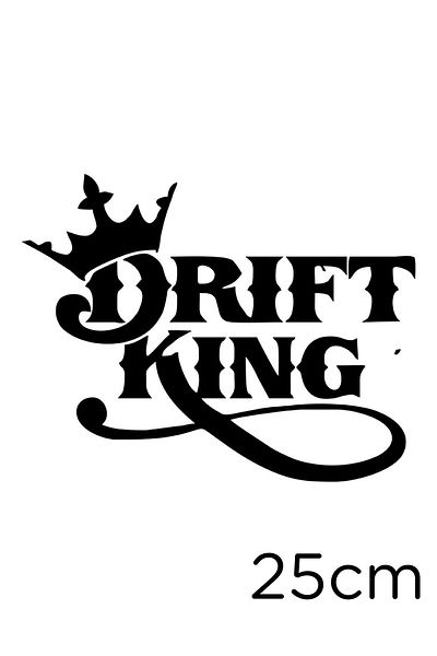 New Jargon Autocolant Drift King Text și Coroană 25 Cm - Negru