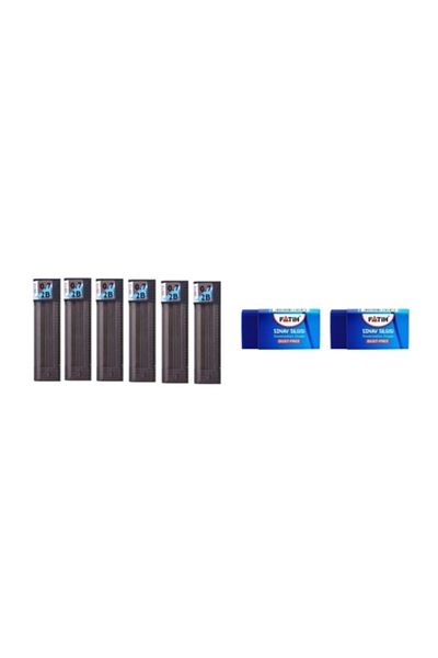 Tombow 0.7mm 2b Pen Tip 6 Pieces + Fatih Blue Exam Eraser 2 Pieces